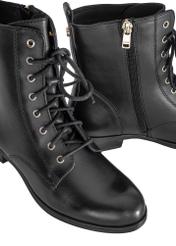 Women's black leather heeled boots BUTYD-1008-99(Z23)-06