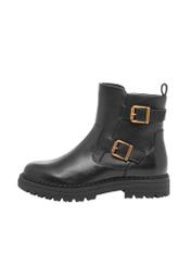 Women's leather ankle boots in black BUTYD-1280-99(Z26), side view of the product on a white background.