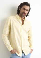 Men's yellow striped shirt KOSMT-0284-21(W23)-01