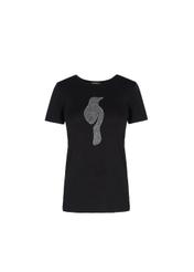 Czarny T-shirt damski z aplikacją TSHDT-0039-99(W19)-01