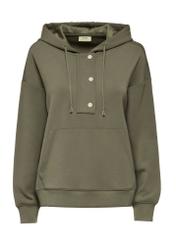 Women's khaki hooded sweatshirt BLZDT-0111-55(W25), front product view on white background.