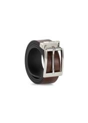 Men's brown leather belt PASMS-0167-9J(W26), diagonal product view on white background.