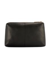 Black leather women's cosmetic bag TORES-1229-99(W26), product view from the back on a white background.