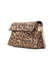 Women's leather handbag with leopard print TORES-1170-86(Z25), diagonal view of the product on a white background.
