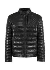 Men's quilted black leather jacket KURMS-0313-5339(Z24)-01