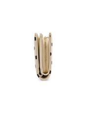 Beige polka dot women's wallet POREC-0362-0P(W26) - side product view, on white background.