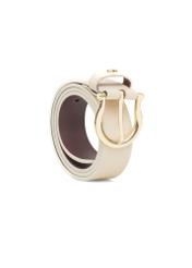 Women's leather belt in white PASDS-0274-0B(W26), diagonal product view on a white background.