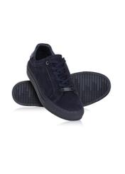 Men's navy blue leather sneakers BUTYM-0457-69(W24)-04