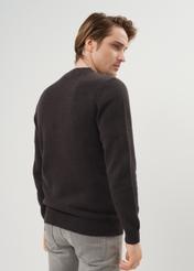 Dark grey men's sweater with embroidered logo SWEMT-0138-91(Z23)-03