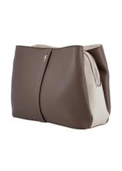 Women's handbag made of imitation leather in cool beige color TOREC-1261-1K(Z26), diagonal product view on a white background.