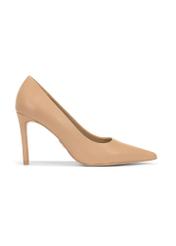 Beige leather women's high heels BUTYD-1131-1B(W26) - side view of the product on a white background.