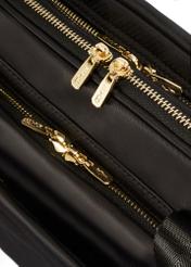 Black spacious women's laptop bag TOREN-0320-99(Z25), close-up of the product zipper, view on a white background.