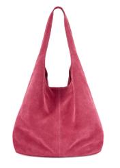 Women's fuchsia suede shopper bag TORES-1177-5E(W26), front product view on white background.