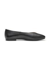 Women's black leather ballet flats BUTYD-1250-99(W26), side product view on white background.