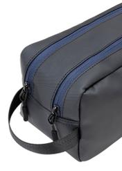 Black men's cosmetic bag TORMN-0394-9J(W26) - close-up detail, on white background.