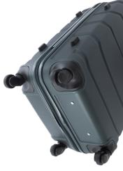 Small suitcase on wheels WALAB-0077-8C-19(W26), view of the product wheels on a white background.