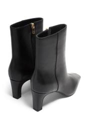 Black leather women's ankle boots BUTYD-1302-99(Z26), product view from the back on a white background.