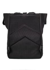 Black men's backpack PLCMN-0016-99(Z25) - back view of the product on a white background.