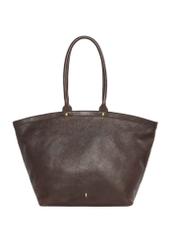 Brown leather women's shopper handbag TORES-1380-1H(Z26), front product view on white background.