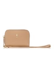 Women's small beige wallet with strap POREC-0319-81(W23)-01