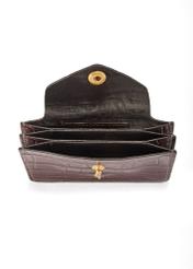 Small burgundy leather women's wallet PORES-0890B-49(Z25) - top view on white background.
