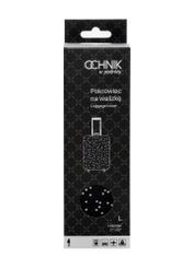 Large suitcase cover with polka dots AW-013-0007-9P-L(W26), front view of the product in the packaging.
