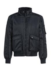 Men's black jacket with collar KURMT-0399-99(Z25) - front product view on white background.