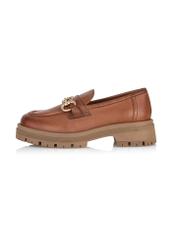 Brown leather women's loafers on the platform BUTYD-1098-87(Z24)-05