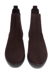 Women's brown suede ankle boots BUTYD-1009-1I(Z26), front view on a white background.
