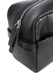Men's leather cosmetic bag with logo TORMS-0298A-99(Z25) - close-up of detail on white background.