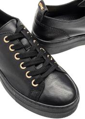 Women's high black leather sneakers BUTYD-1062-99(W26)