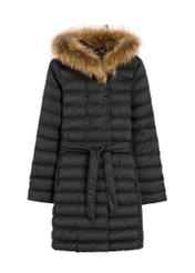 Black women's winter jacket KURDT-0617-99(Z25) - front view of the product on a white background.