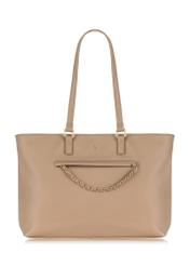 Beige women's handbag with pocket TOREC-0753-81(W23)-01