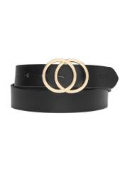 Black women's belt with croco motif PASDS-0172E-99(Z25), product view from the front on a white background.