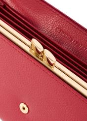 Red large leather women's wallet PORES-0991-4C(W26), close-up of product detail, view on white background.