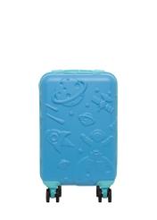 Small blue suitcase on wheels WALAB-0087-7B-18(W26), front product view on white background.