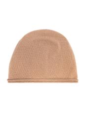 Beige women's cashmere hat CZADT-0043-81(Z25), product view from the back on a white background.