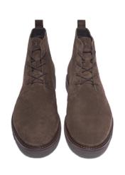 Dark brown suede men's ankle boots BUTYM-0545-1I(Z26), front product view on white background.
