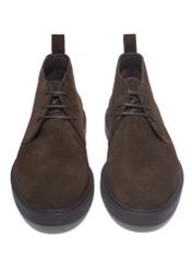 Men's dark brown suede ankle boots BUTYM-0575-1I(Z26), front product view on white background.