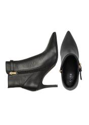 Black leather ankle boots with a high heel BUTYD-1123-99(Z24)-06