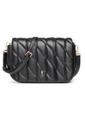 Black women's handbag with stitching TOREC-1151-99(W26), front product view on white background.