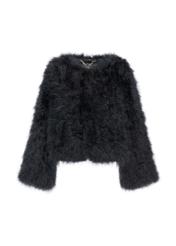 Women's turkey feather jacket FUTDF-0097A-1270(Z25), front product view on white background.