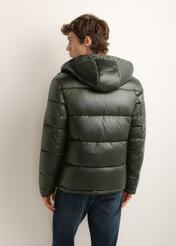 Men's green quilted jacket with hood KURMT-0340-8B(Z26)