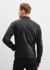 Men's leather jacket with stand-up collar KURMS-0296-1284(W23)-03