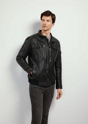 Black men's leather jacket KURMS-0346-2771(Z24) pic. 2