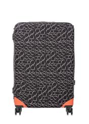 Large suitcase cover with monogram AW-013-0001-98-L(W25), view of the product on the suitcase on a white background.