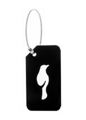 Black luggage tag AW-012-0003-99(W26), front product view on white background.