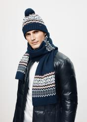 Navy blue men's winter scarf SZAMT-0074A-69(Z24)