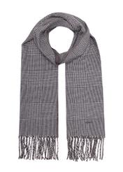 Gray men's checkered scarf SZAMT-0081A-98(Z25) - front product view on white background.