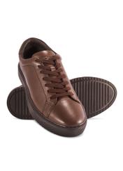 Brown leather sports shoes BUTYM-0503-89(Z25) - top view of the product on a white background.